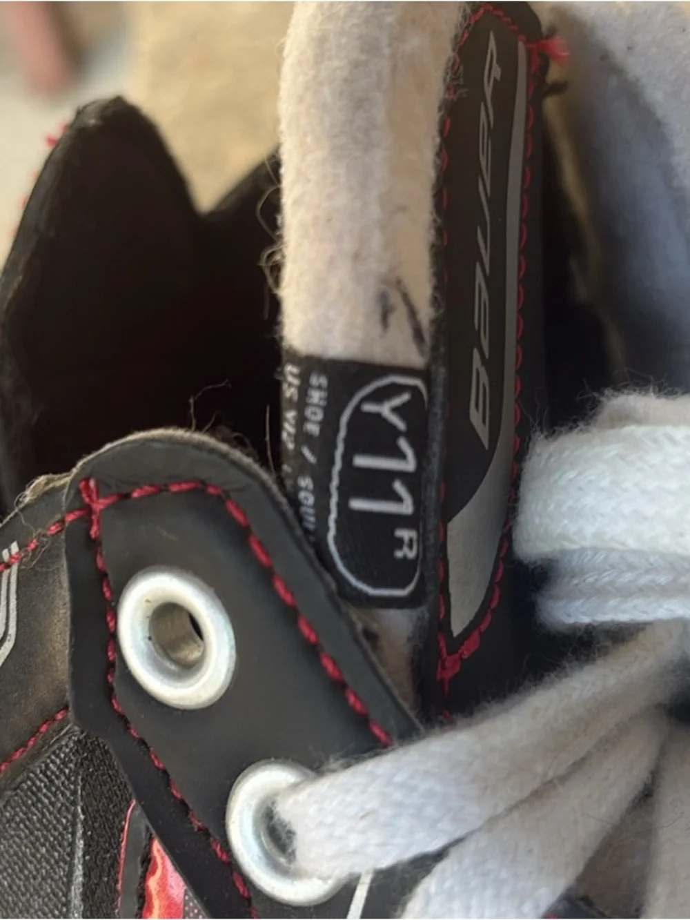 Bauer Kids Black and White Hockey Skates with Red Trim